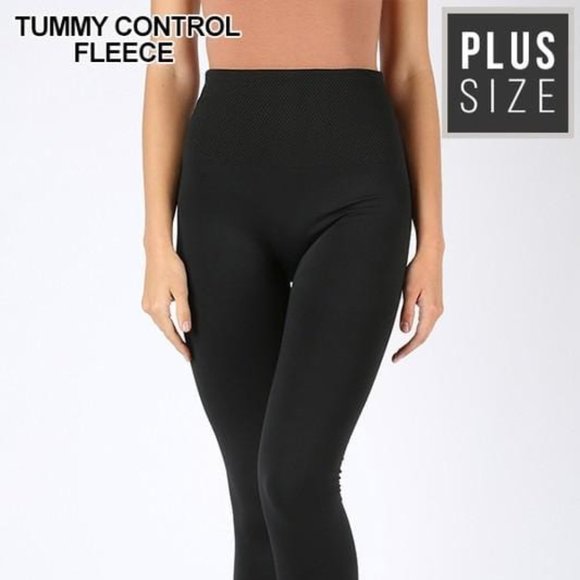 NEW! Fleece-Lined High-Waist Tummy Control Leggings in Black - Picture 2 of 4
